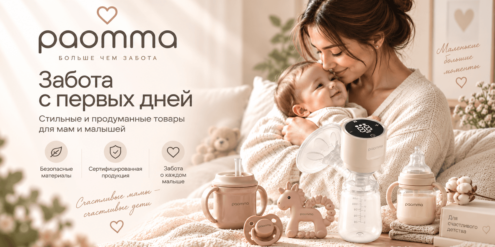 Paomma — забота с первых дней. Стильные и продуманные товары для мам и малышей: безопасные материалы, сертифицированная продукция, забота о каждом малыше.